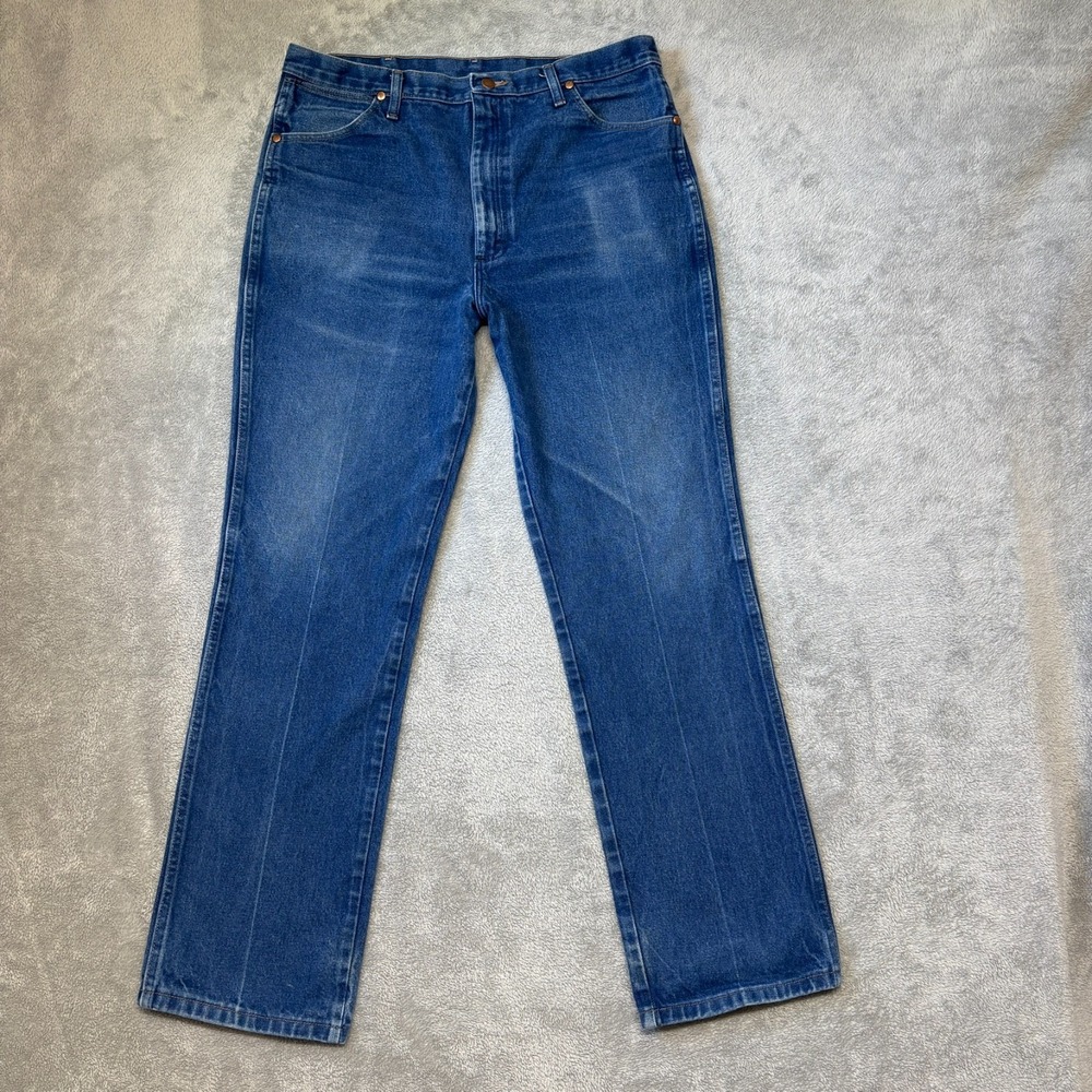 Wrangler Jeans Mens 38X34 Blue Cowboy Cut Slim 936DEN Straight Western Denim